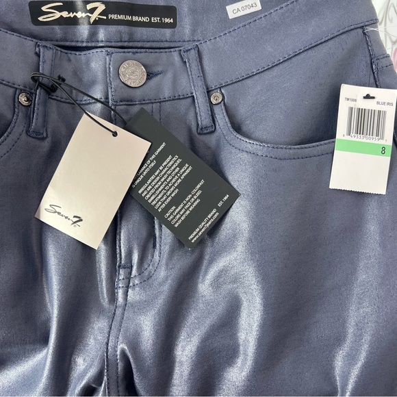 Seven7 Womens Coated Ponte Pant blue iris grey brand new with tags pants shiny - Picture 6 of 9